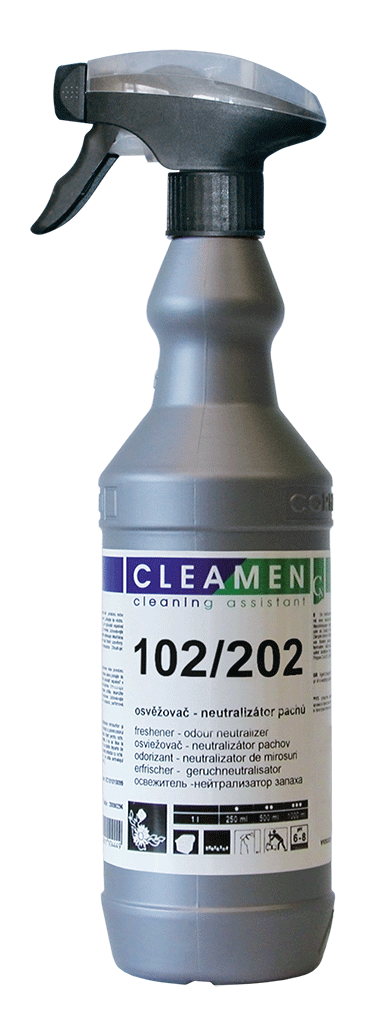 Osvěžovač vzduchu CLEAMEN 102/202,  osvěžovač-neutralizátor pachů, 1L s rozprašovačem, PROFESIONÁL