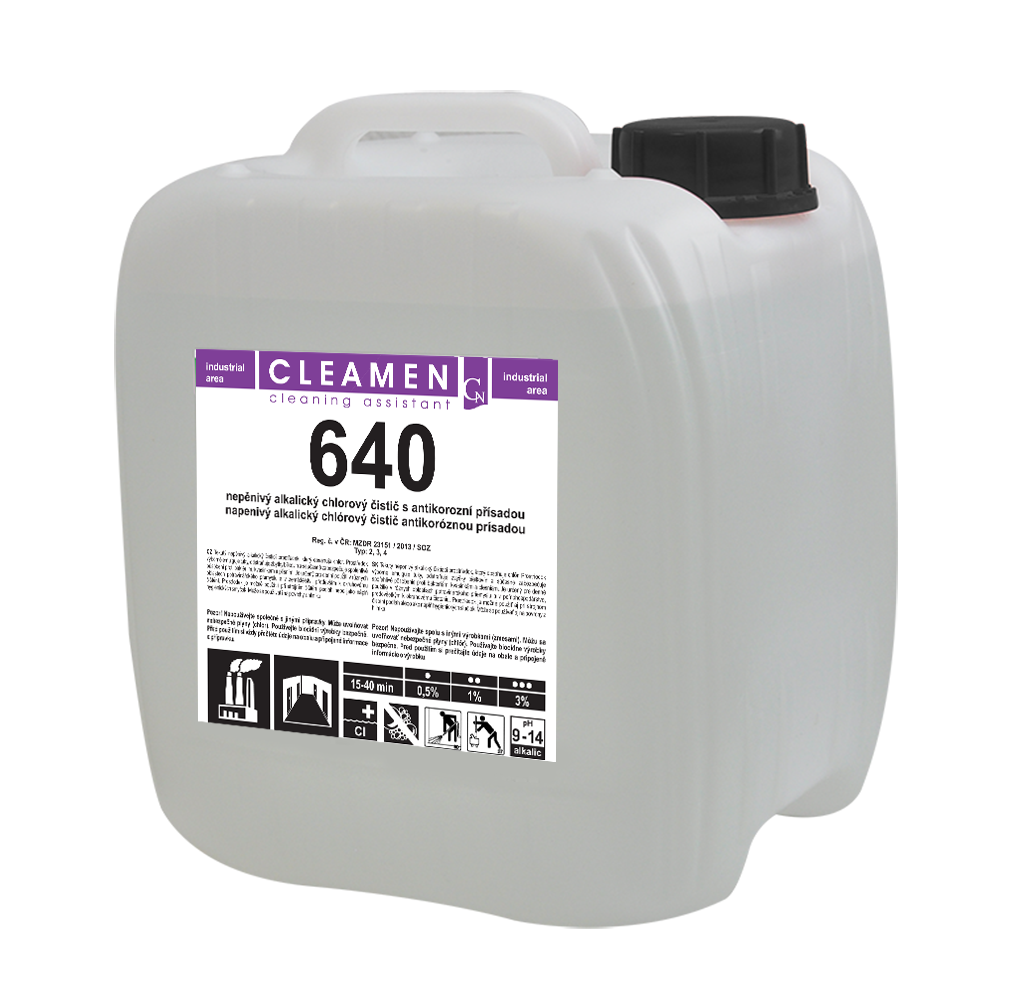 CLEAMEN 640 CAl Nepěnivý alkalcký chlorový čistič s antikorozní přísadou 11 kg